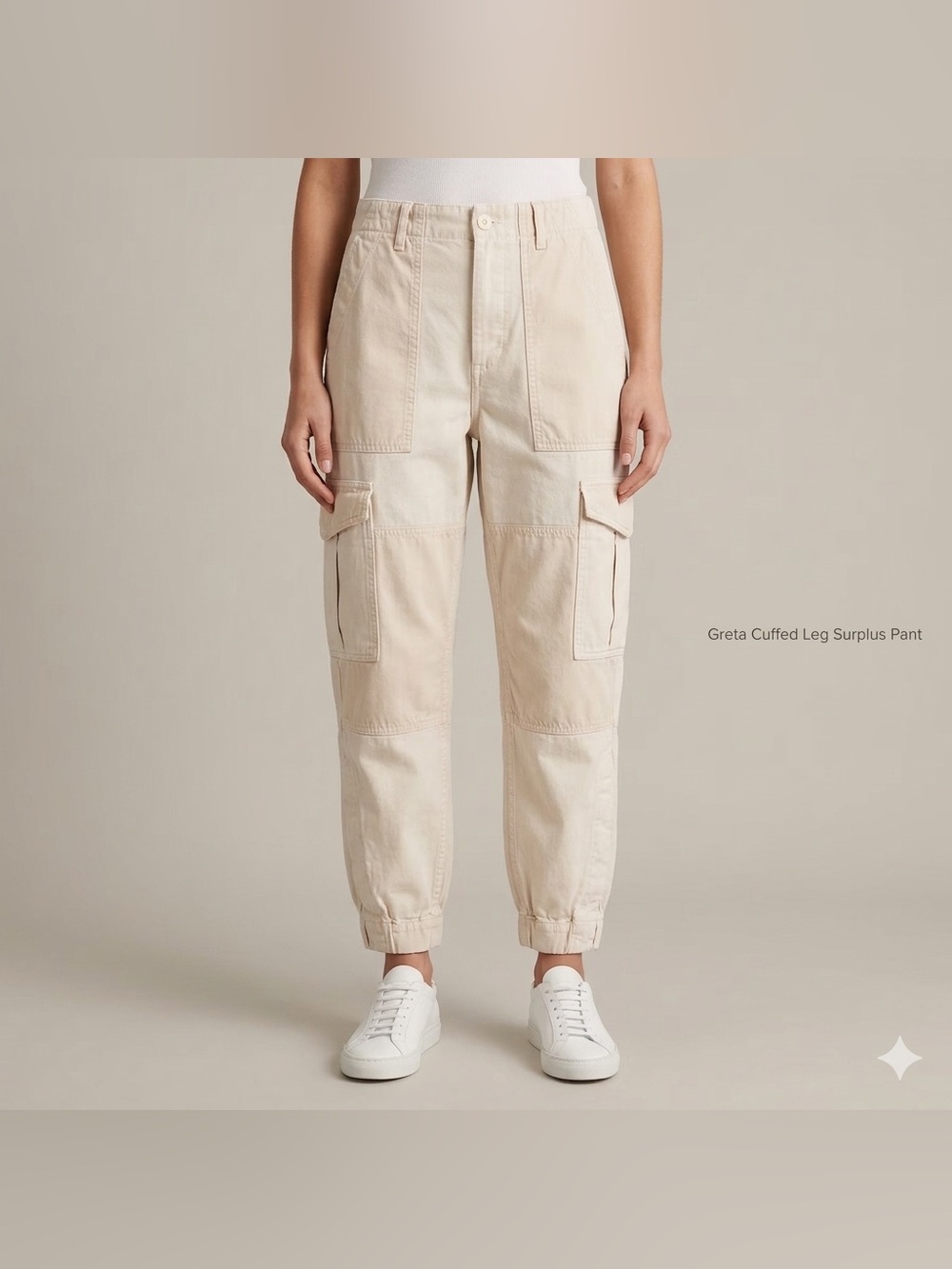 Citizens of Humanity Greta Cuffed Leg Surplus Cargo Pants Cream Ivory Size 24
